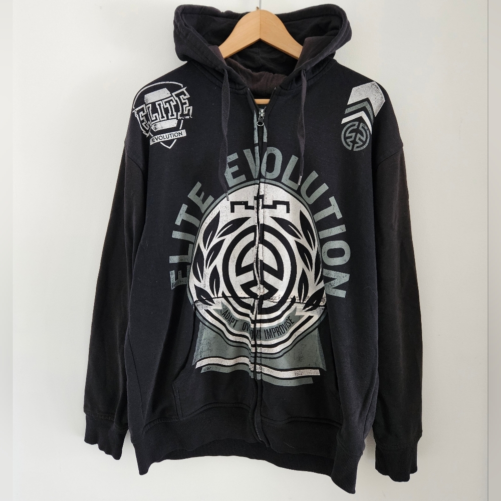 MMA Elite Hoodie Mens Medium Elite Evolution Full Zip Sweatshirt Y2K